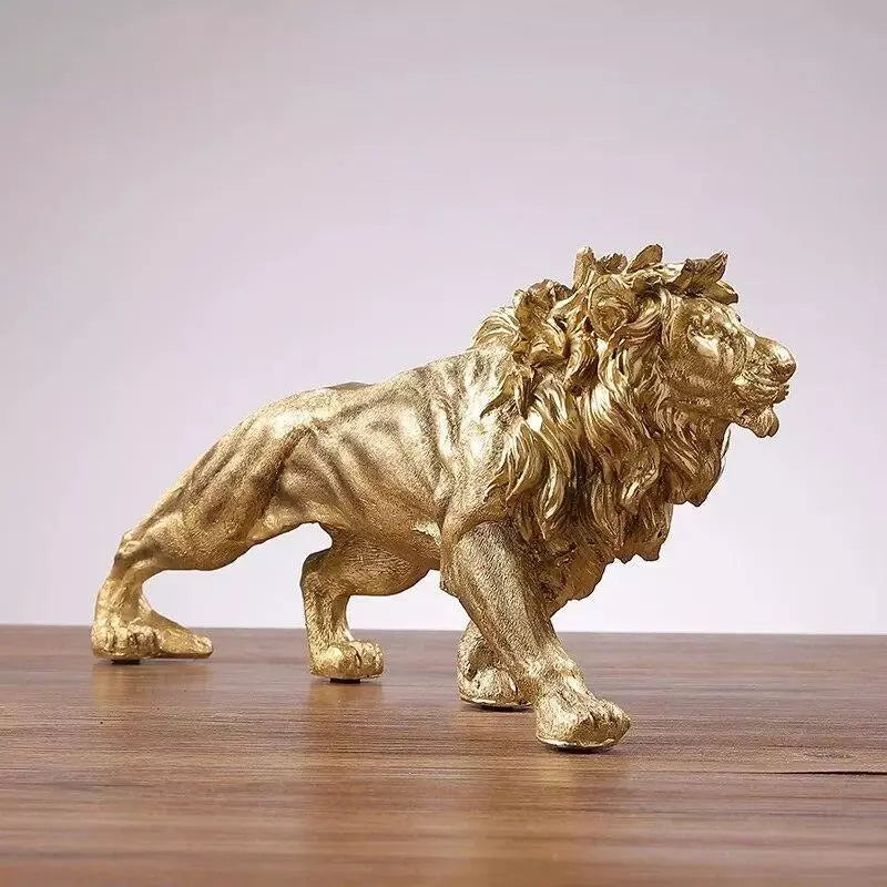 Figurine Animal Lion Novelty Resin Carved Medium Modern Gold Free Stand Decor