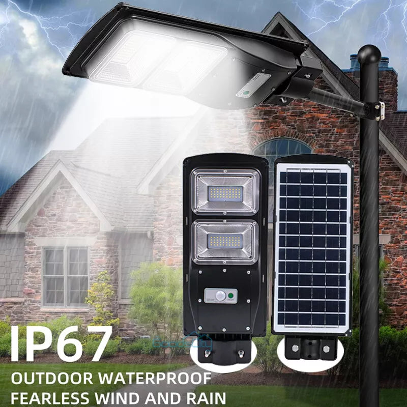 75000000LM Commercial Solar Street FloodLight Outdoor Dusk To Dawn Timing Lamp