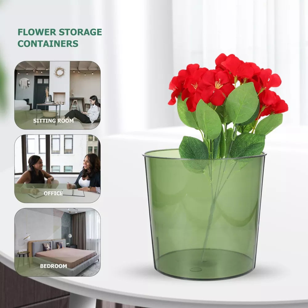 Clear Wastebasket Plastic Flower Bucket Round Garbage Container Trash Bin