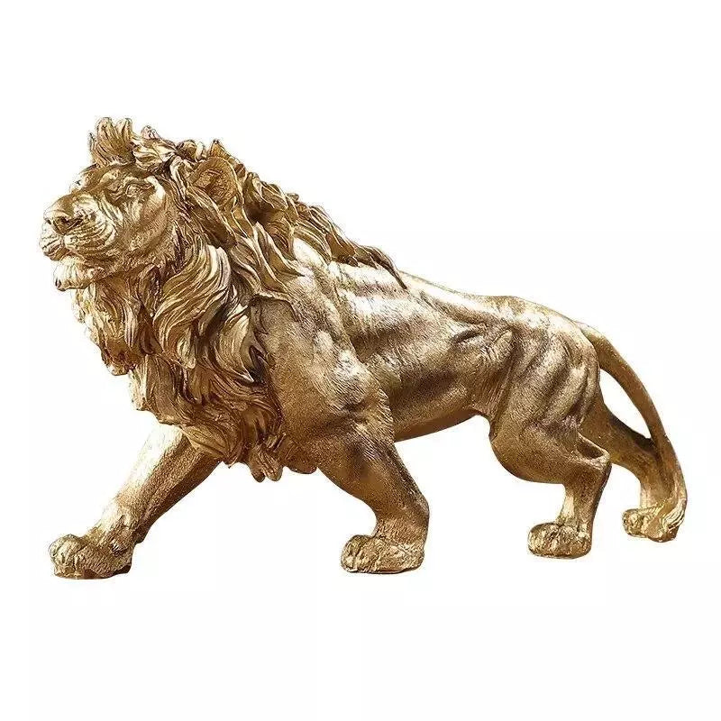 Figurine Animal Lion Novelty Resin Carved Medium Modern Gold Free Stand Decor