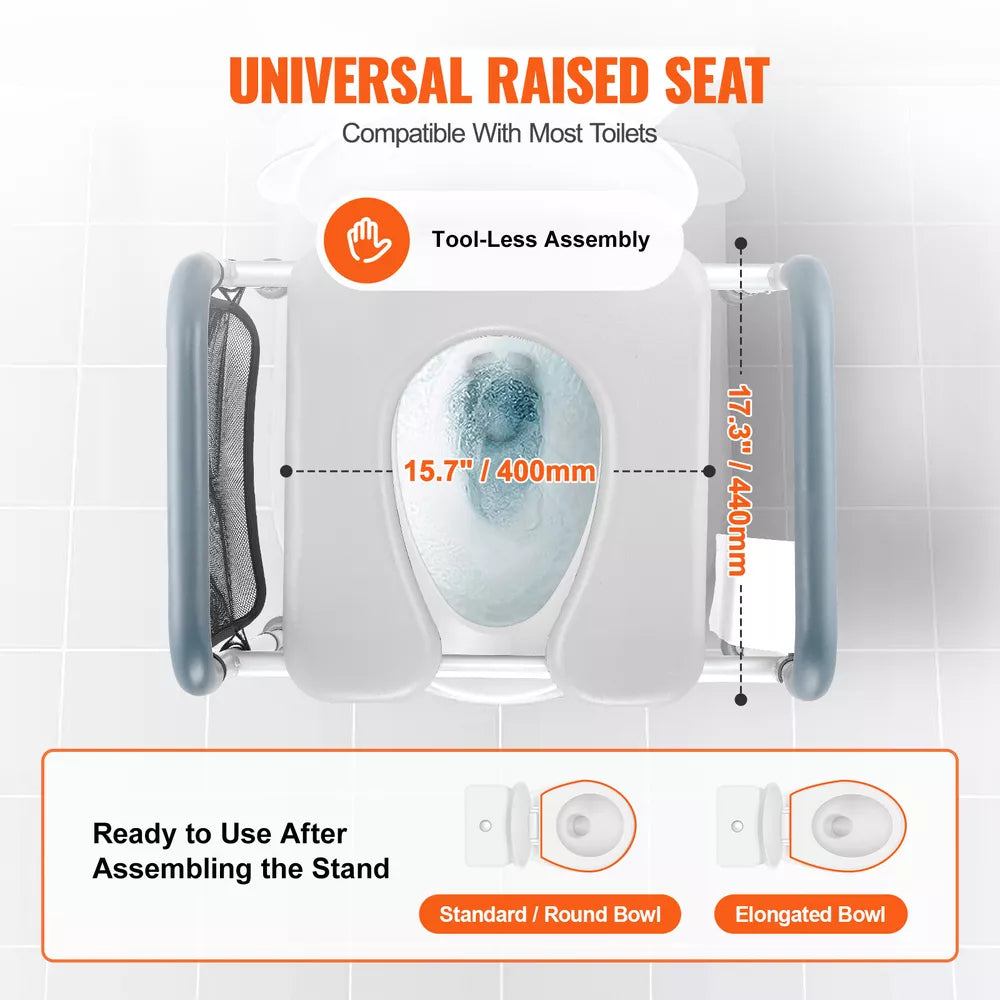 VEVOR Raised Toilet Seat 19.3"-25.2" 350 lbs Universal Toilet Riser for Elderly