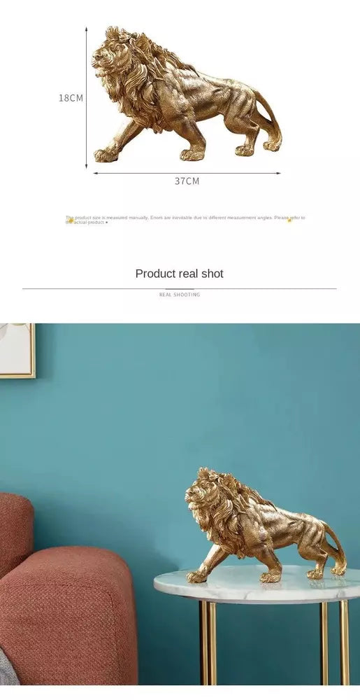 Figurine Animal Lion Novelty Resin Carved Medium Modern Gold Free Stand Decor
