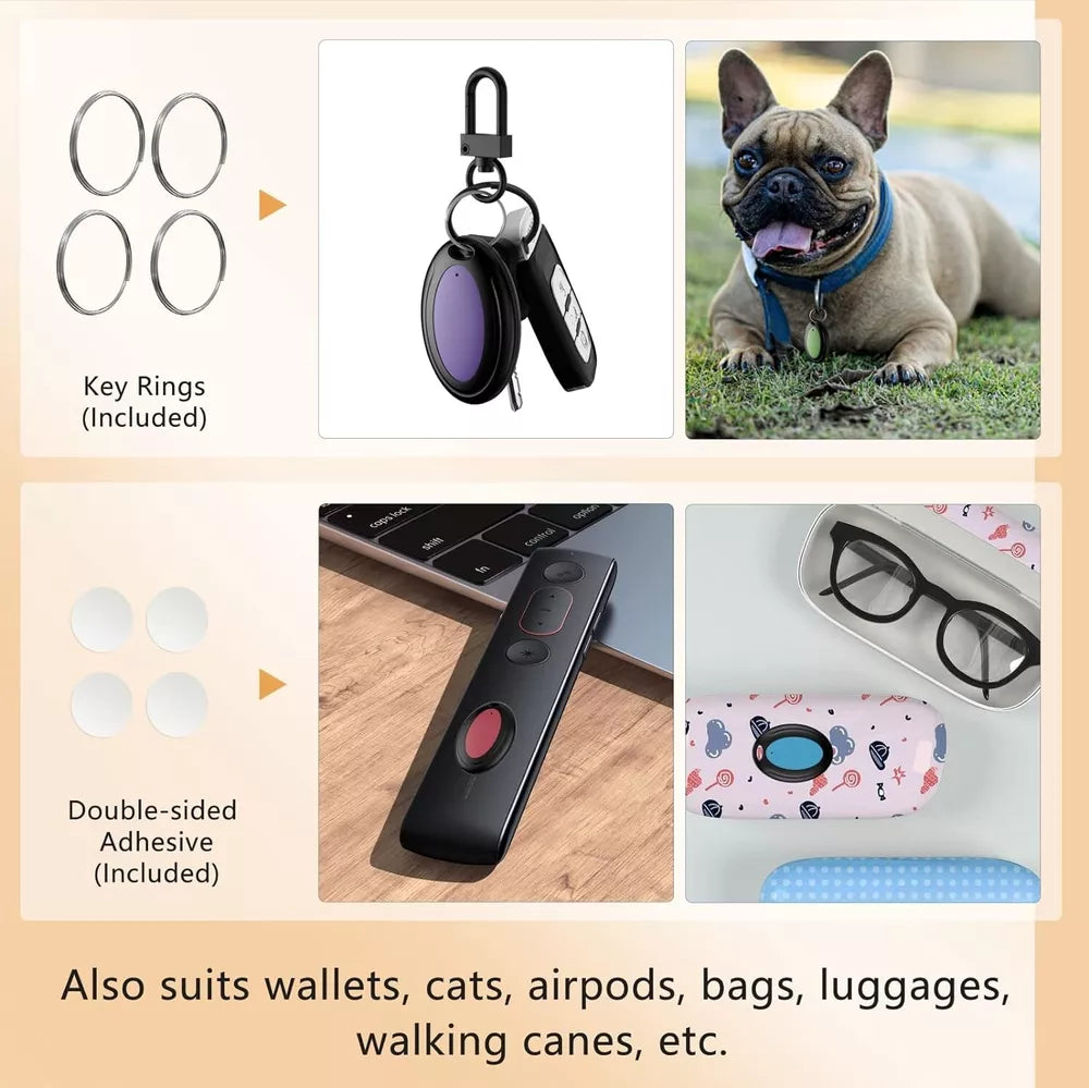 Effortless Key Finder with 4 Tags - 131ft Range, Loud Beep & Flashlight