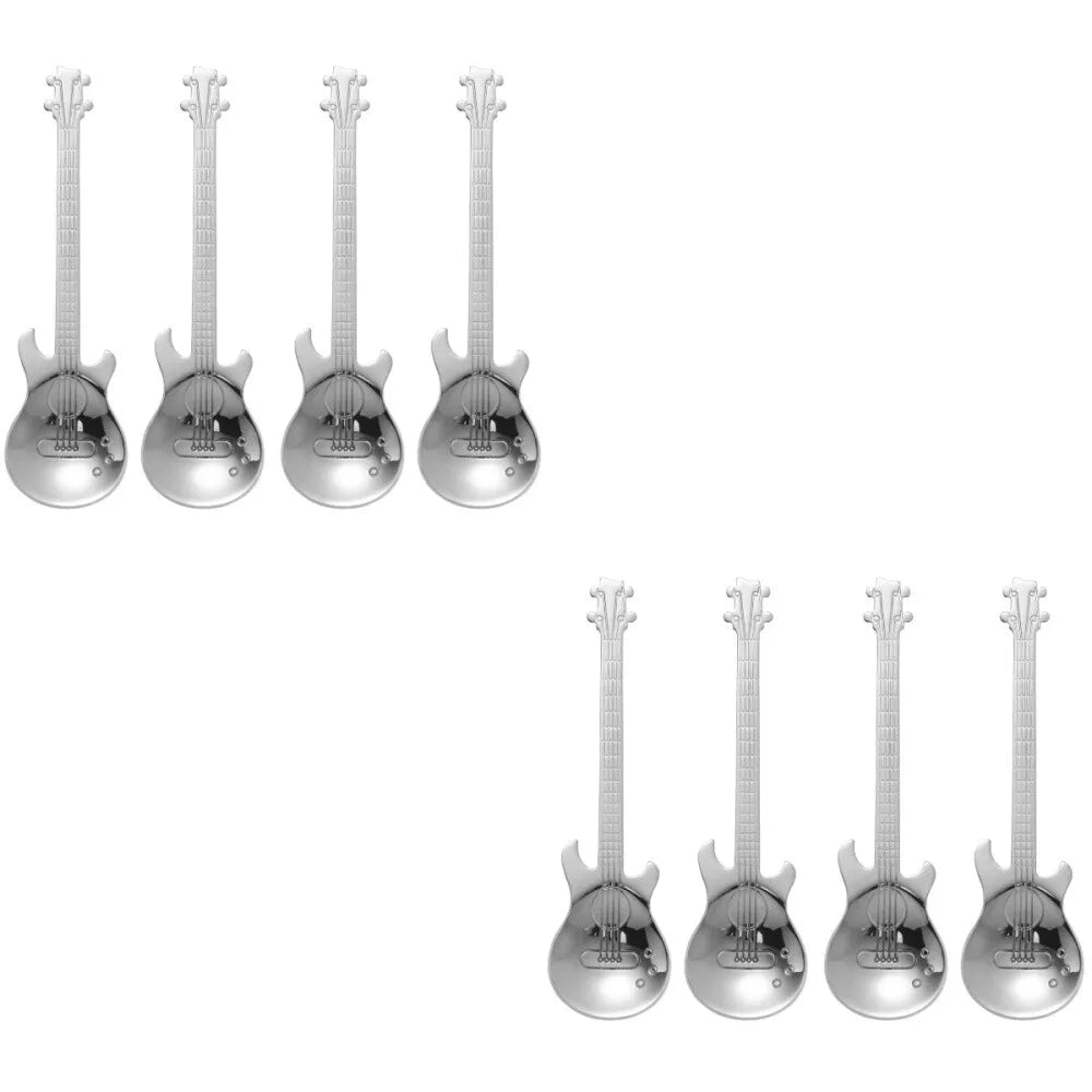 8 pcs Guitar Coffee Spoon Stainless Steel Coffee Mixing Spoon Cold Drink Tea