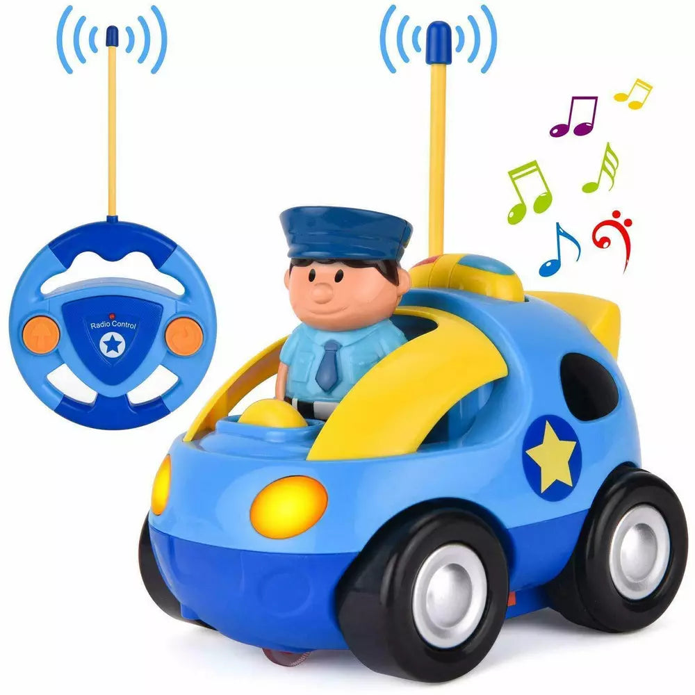 My First RC Cartoon Police Car Toy for Toddlers & Kids Music & Lights Toys NEW