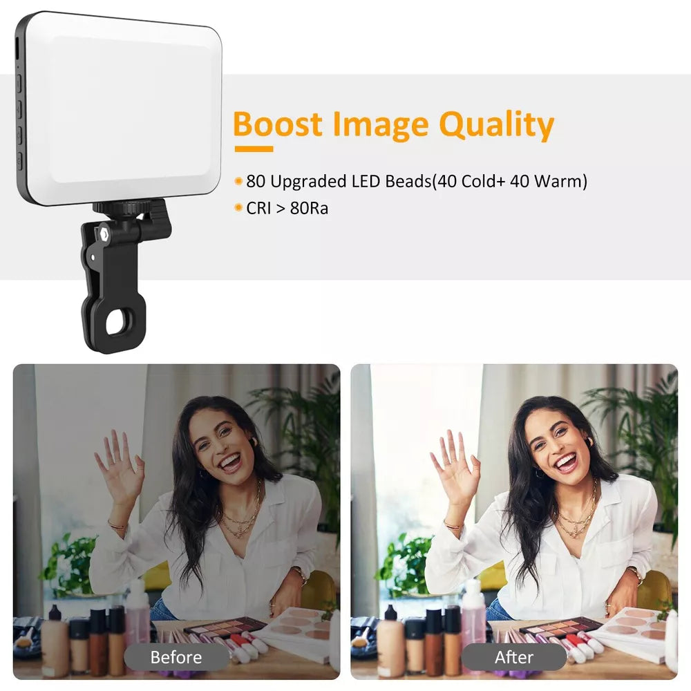 Selfie Light with Front Back Phone Clip High Power 80 LED 2000mAh Rechargeable