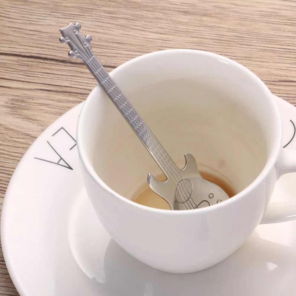 8 pcs Guitar Coffee Spoon Stainless Steel Coffee Mixing Spoon Cold Drink Tea