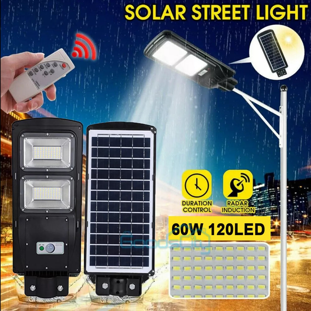 75000000LM Commercial Solar Street FloodLight Outdoor Dusk To Dawn Timing Lamp
