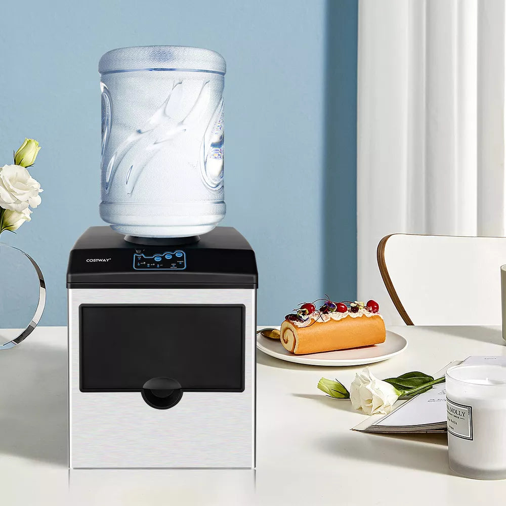 2 in 1 Countertop Ice Cube Maker 48lbs/Day with Water Dispenser Combo Machine
