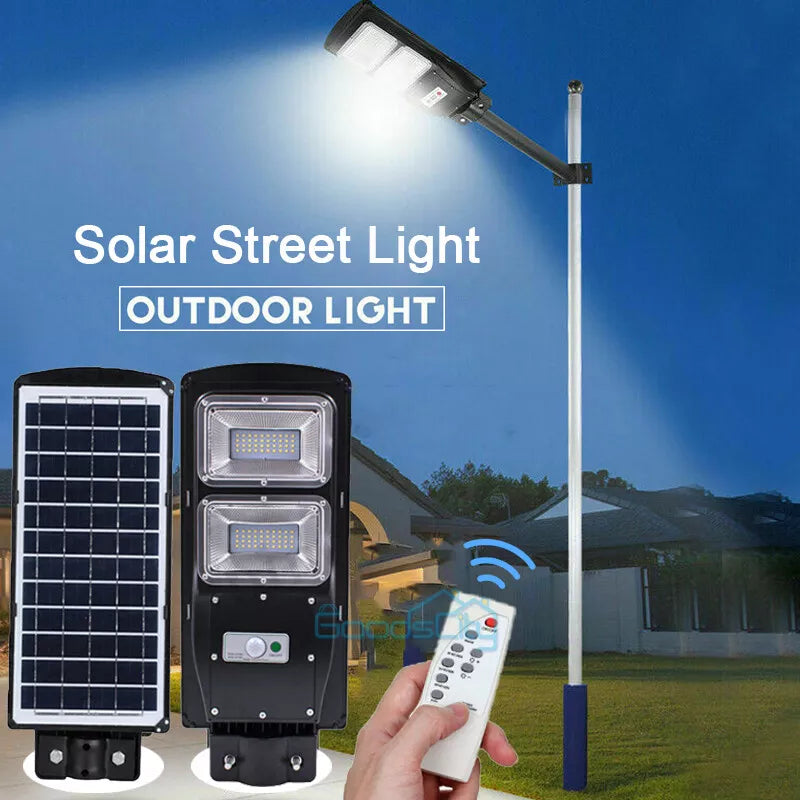 75000000LM Commercial Solar Street FloodLight Outdoor Dusk To Dawn Timing Lamp