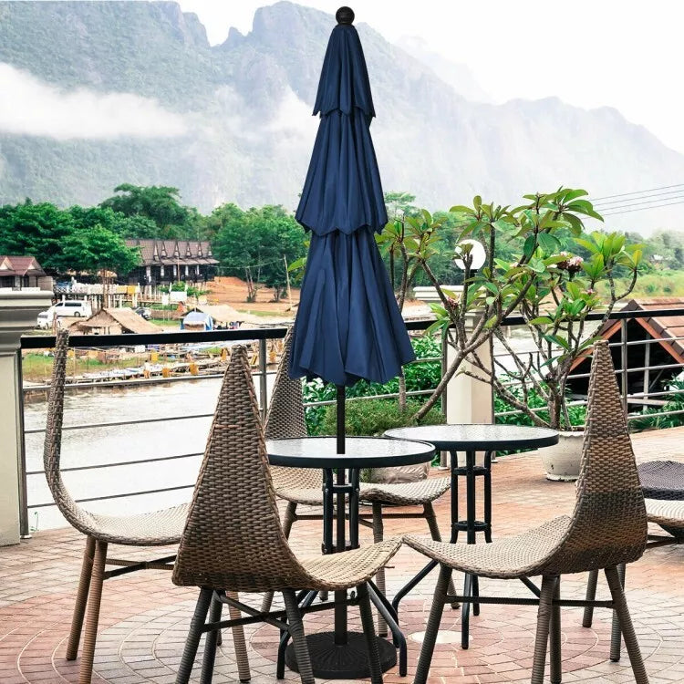 10' Outdoor Canopy 3 Tier Patio Umbrella Market w/Tilt System & Crank Operation