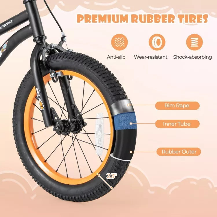 16" Kids Bike Sports Bicycle Fun Riding With Height Adjustable Seat & Reflectors