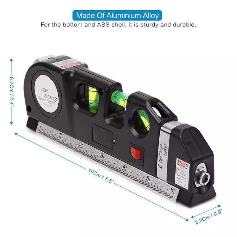 Laser Level Pro3 Horizontal Vertical 8FT 250cm Measuring Tape Ruler