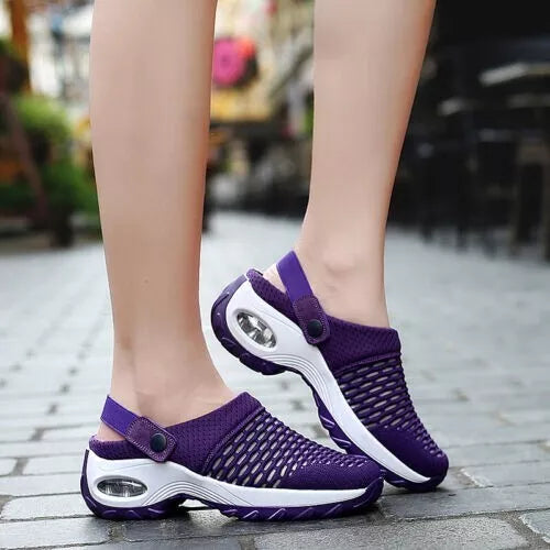 Women's Slippers House Shoes All Seasons Mesh Slip On Air Cushion Garden Shoes
