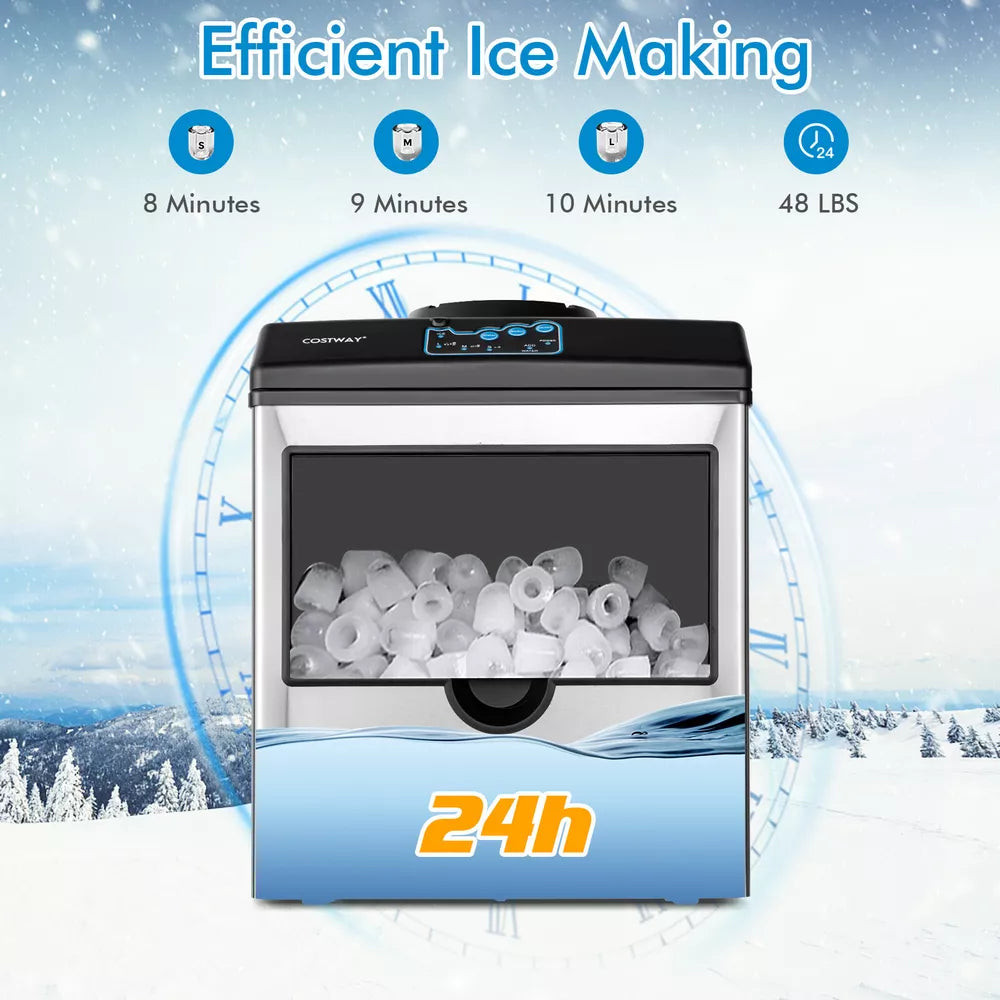 2 in 1 Countertop Ice Cube Maker 48lbs/Day with Water Dispenser Combo Machine
