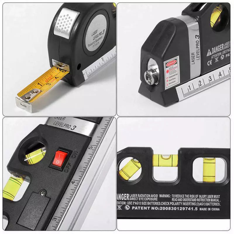 Laser Level Pro3 Horizontal Vertical 8FT 250cm Measuring Tape Ruler