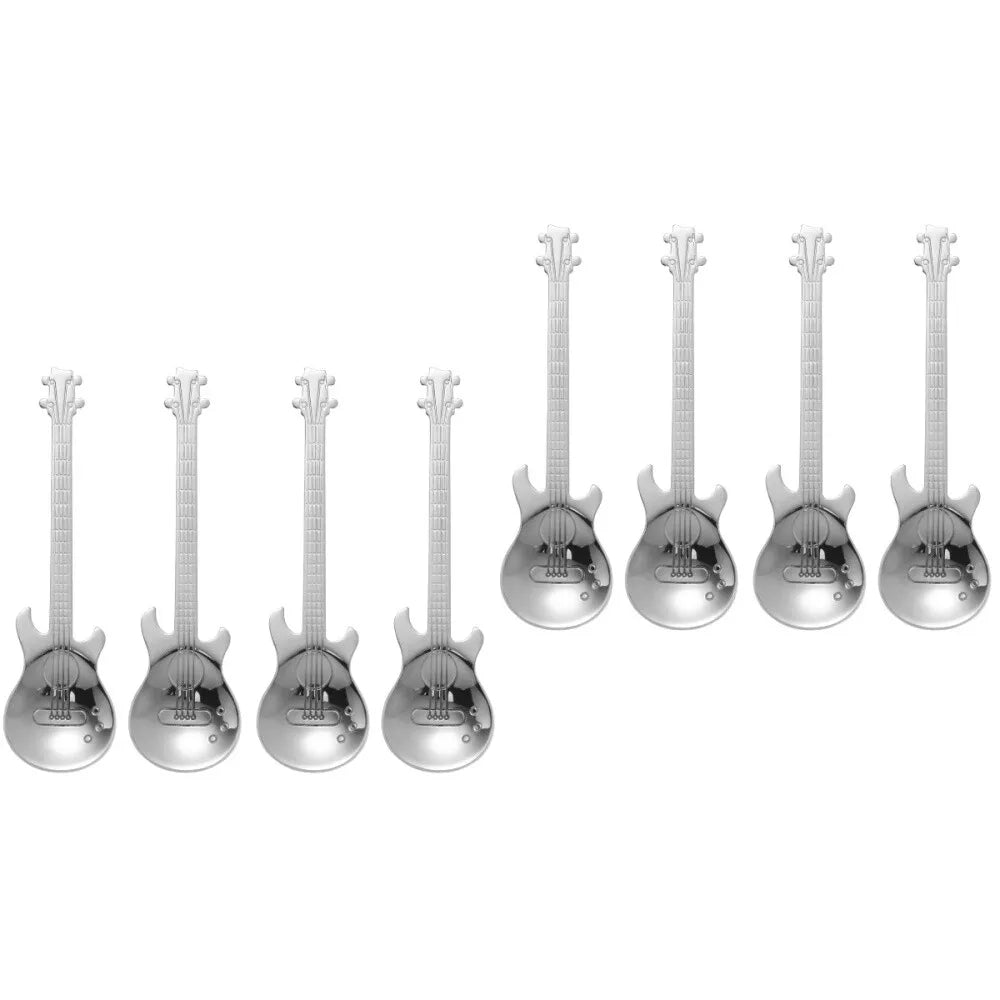 8 pcs Guitar Coffee Spoon Stainless Steel Coffee Mixing Spoon Cold Drink Tea