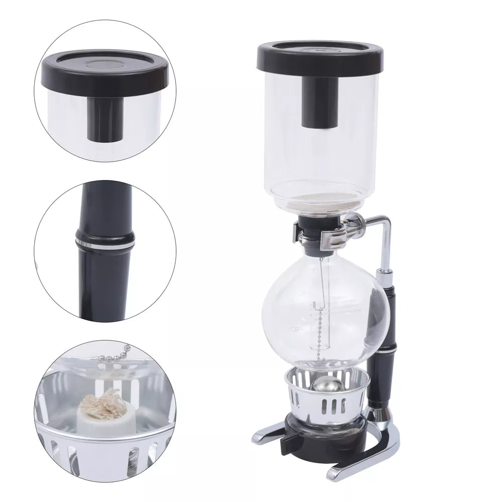 Japanese Style 5 Cups Siphon Coffee Maker Pot Glass Vacuum Tabletop Tea Filter