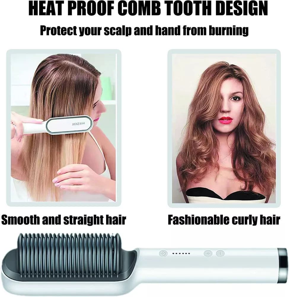 Hair Straightener Comb Matte Black, Hair Straightener Brush Straightening Comb