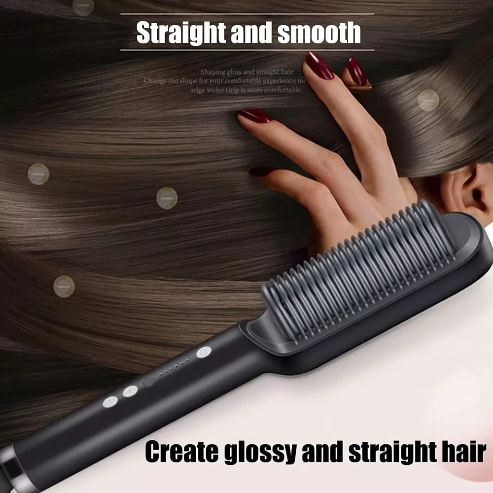 Hair Straightener Comb Matte Black, Hair Straightener Brush Straightening Comb