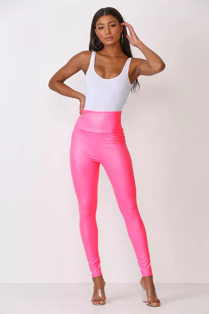 Cemi Ceri Women's Faux Leather High Waist Leggings #1471