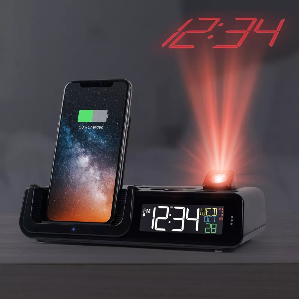 C75709 La Crosse Technology Wattz 2.0 Wireless Charging Projection Alarm Clock