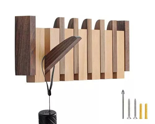 COAT RACK Wall Mount with 6 Flip-Down Hooks OLETNY