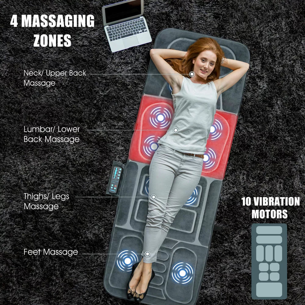 Gorelax Foldable Massage Mat Full Body Massager w/ Heat & 10 Vibration Motors