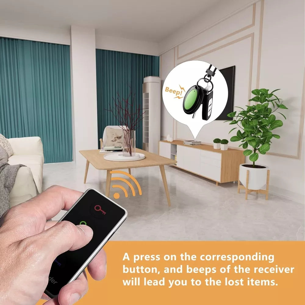Effortless Key Finder with 4 Tags - 131ft Range, Loud Beep & Flashlight