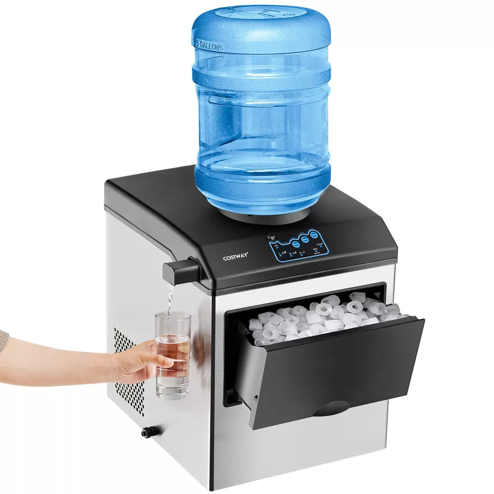 2 in 1 Countertop Ice Cube Maker 48lbs/Day with Water Dispenser Combo Machine