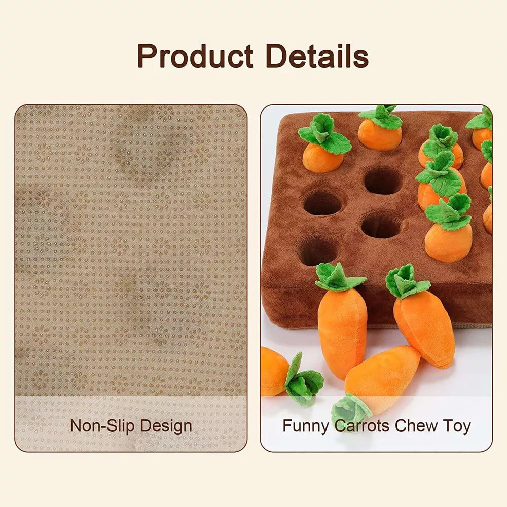 Interactive Dog Toys，Carrot Snuffle Mat for Dogs Plush Puzzle Toys 2 in 1