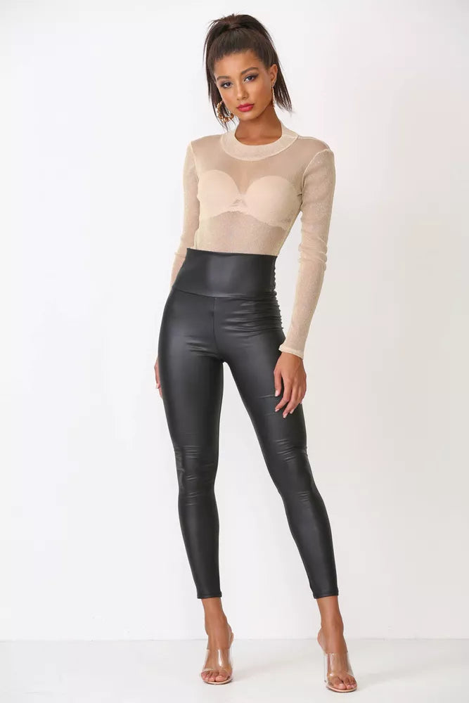 Cemi Ceri Women's Faux Leather High Waist Leggings #1471