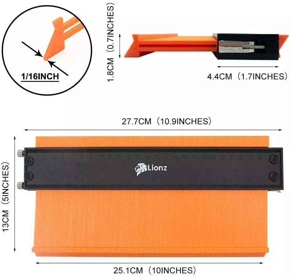 Lionz Contour Gauge With Lock And Adjusting Screws 10 Inch Wide Profile Tool US