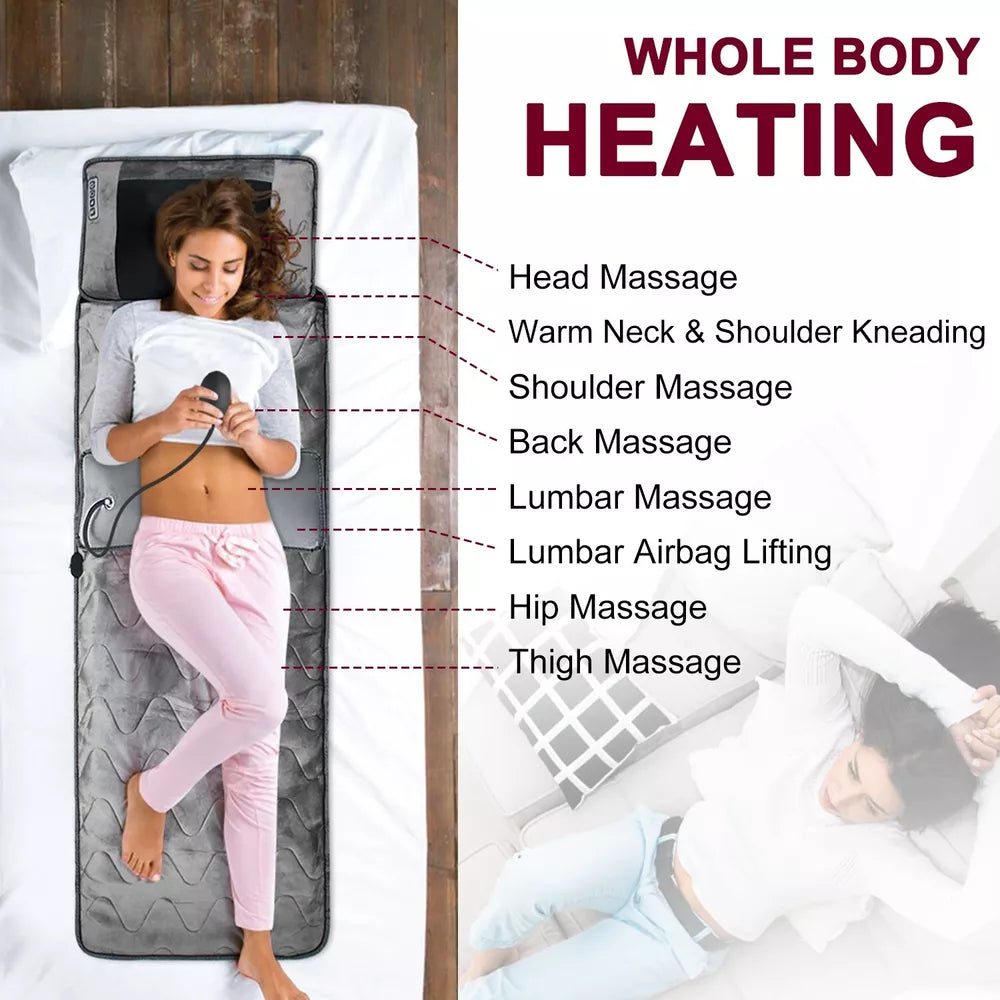 Collapsible 9 Modes Full Body Electric Massage Mattress Mat Heat Portable Design