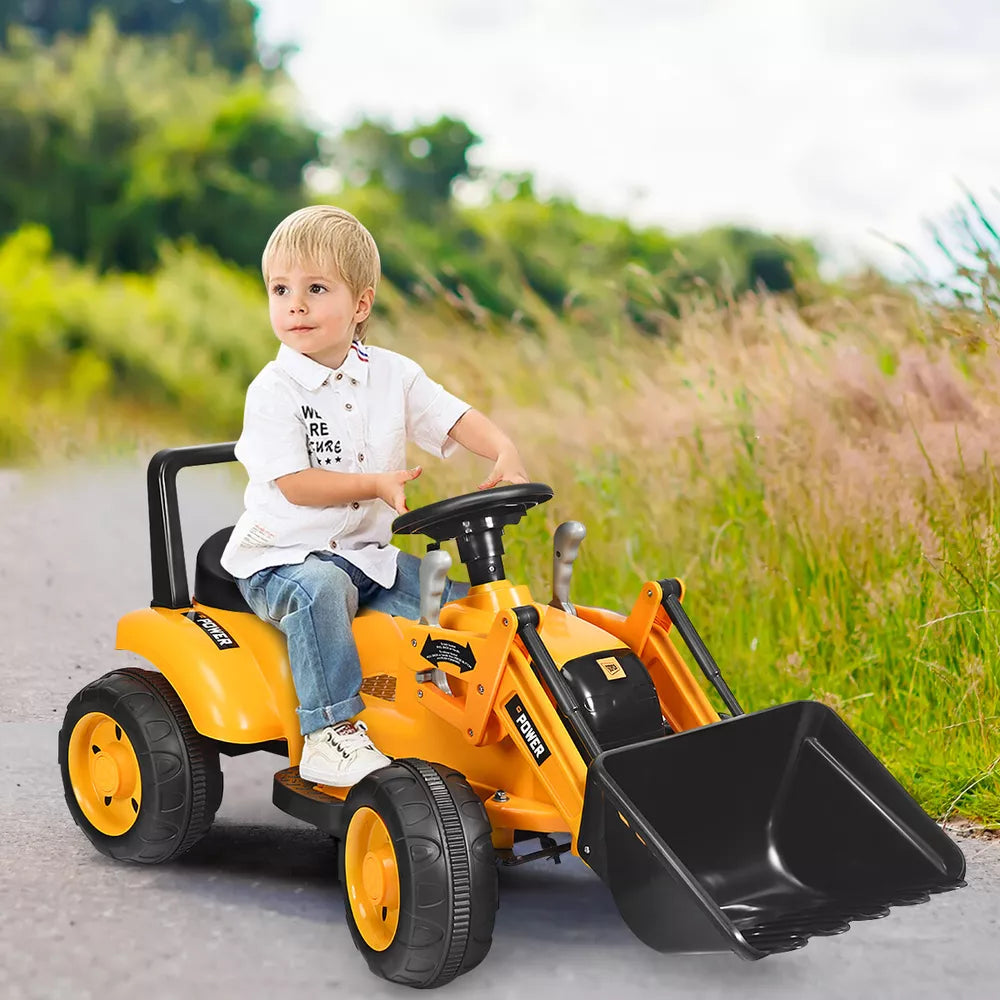 Kids Ride On Excavator Digger 6V Battery Powered Tractor w/Digging Bucket Yellow