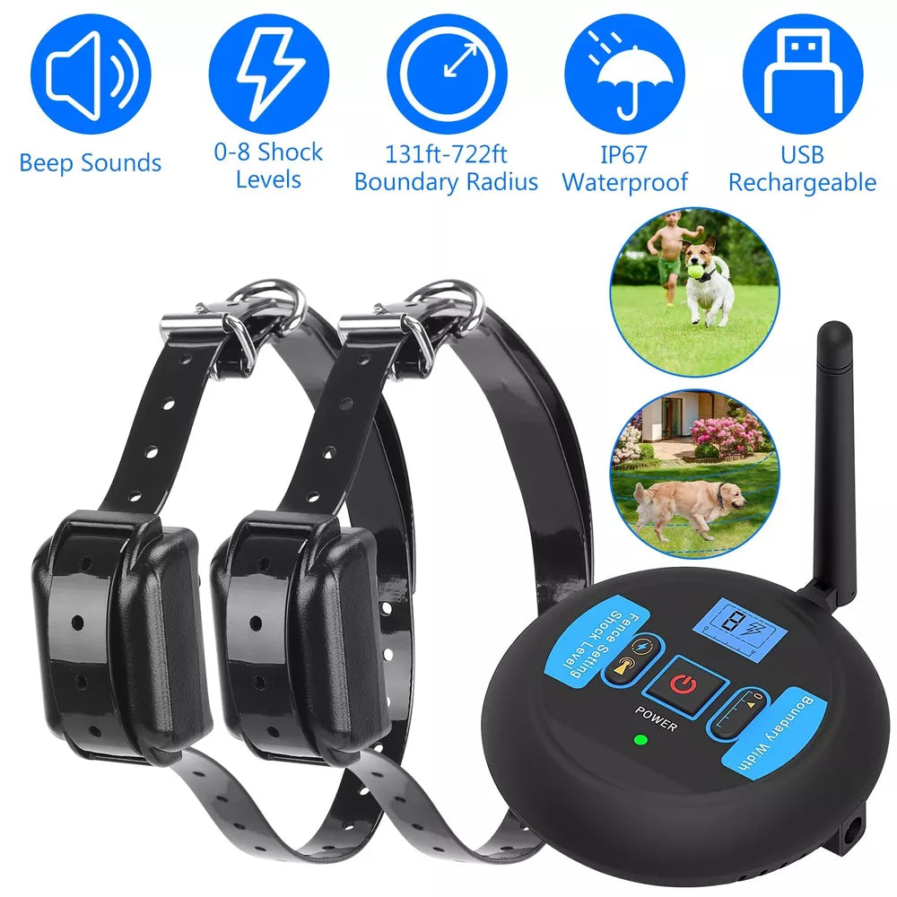 Wireless Electric Dog Fence Pet Containment System Shock Collar For 1/2/ Dog