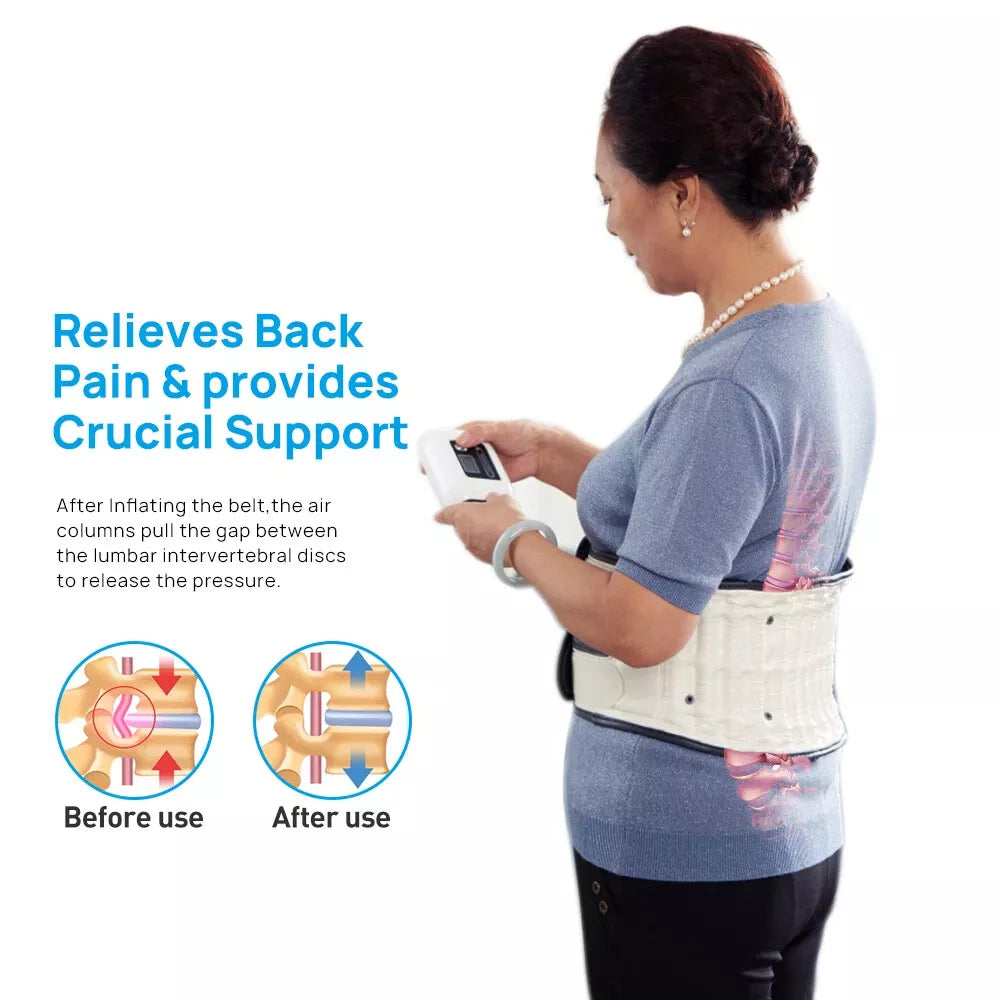 Lumbar support belt with automatic pump traction device suitable for the waist