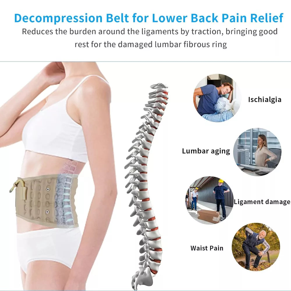 Decompression Belt Back Brace Lumbar Spinal Support & Extender Belt Air Traction