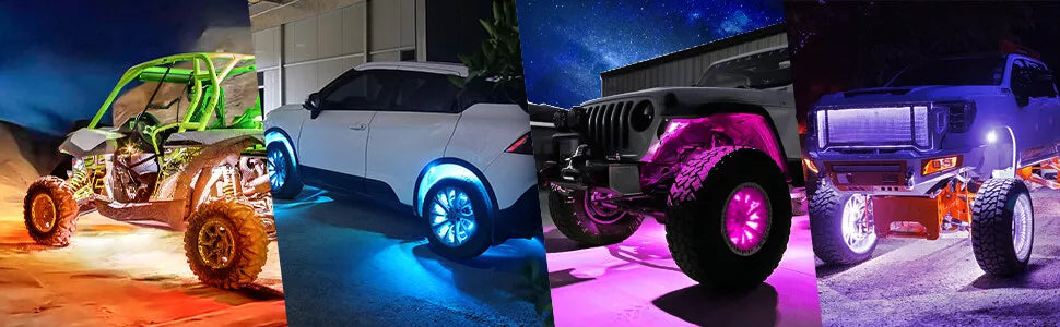 12 Pod RGB LED Rock Light Underbody Trail Rig Glow Lamp Offroad SUV Pickup Truck