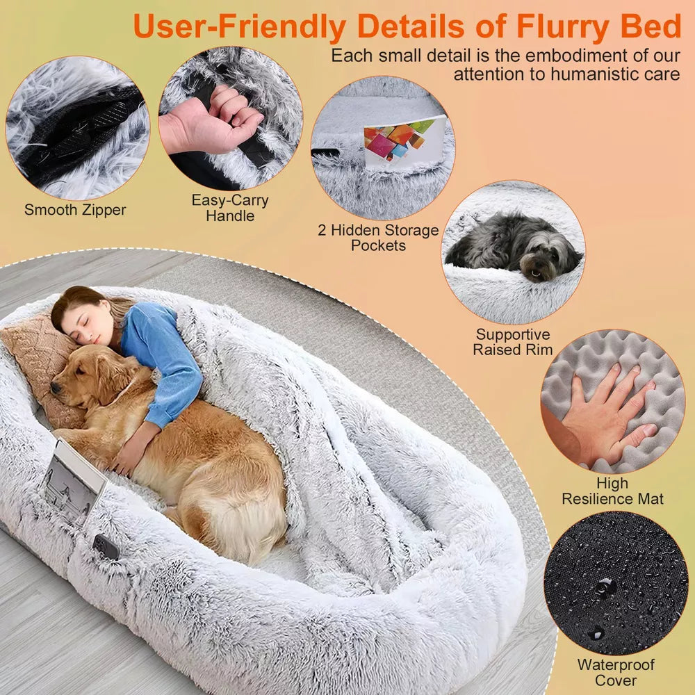 Human Pet Bed, Giant Dog Bed for Human with Blanket Pillow 6XL with Foam Filling