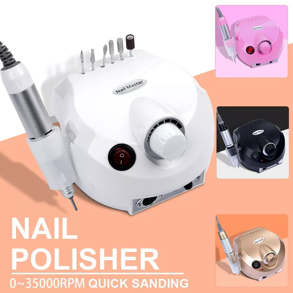 35000RPM Electric Nail Drill Machine Strong Manicure Drill with nail storage