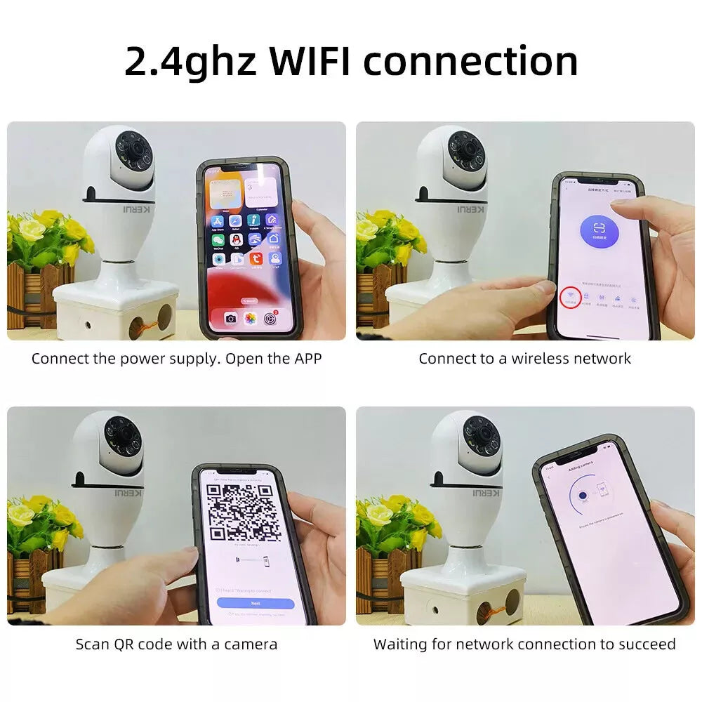 Wireless Security 360° 1080P IP E27 Light Bulb Camera Wi-Fi IR Night Smart Home