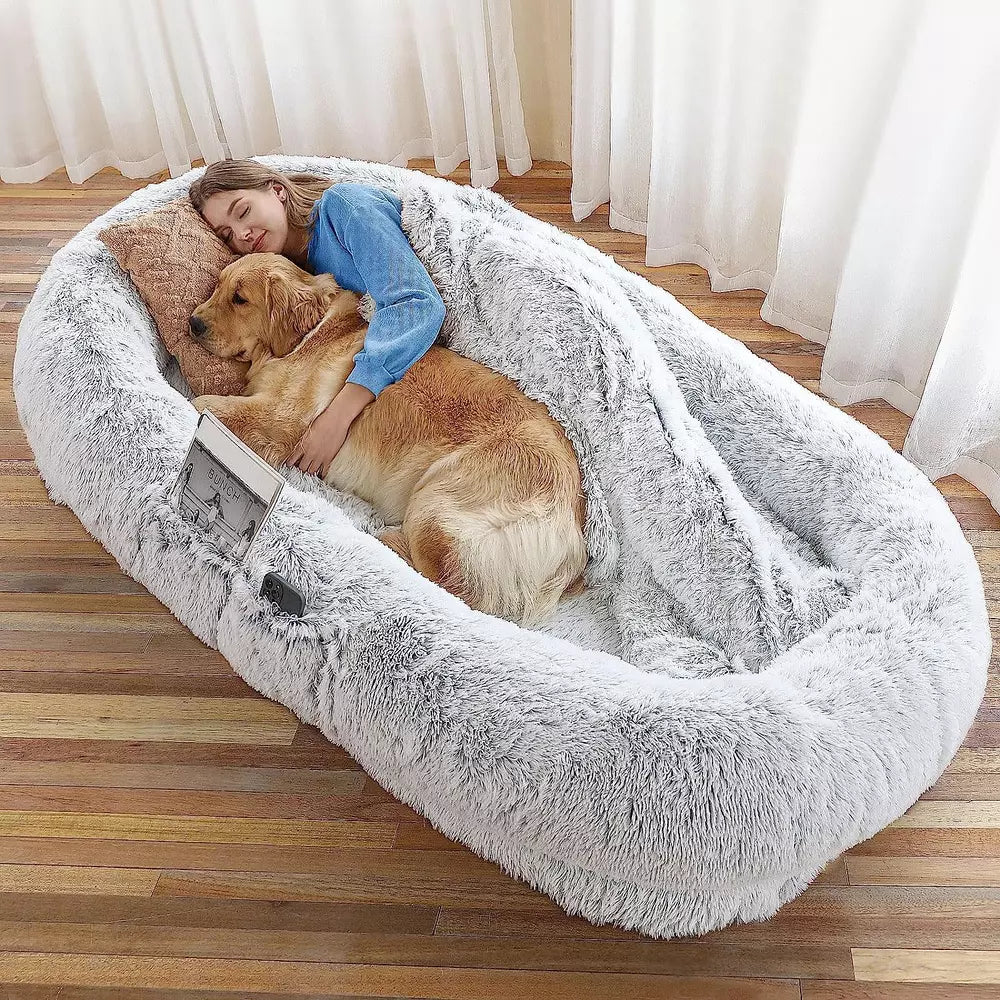 Human Pet Bed, Giant Dog Bed for Human with Blanket Pillow 6XL with Foam Filling