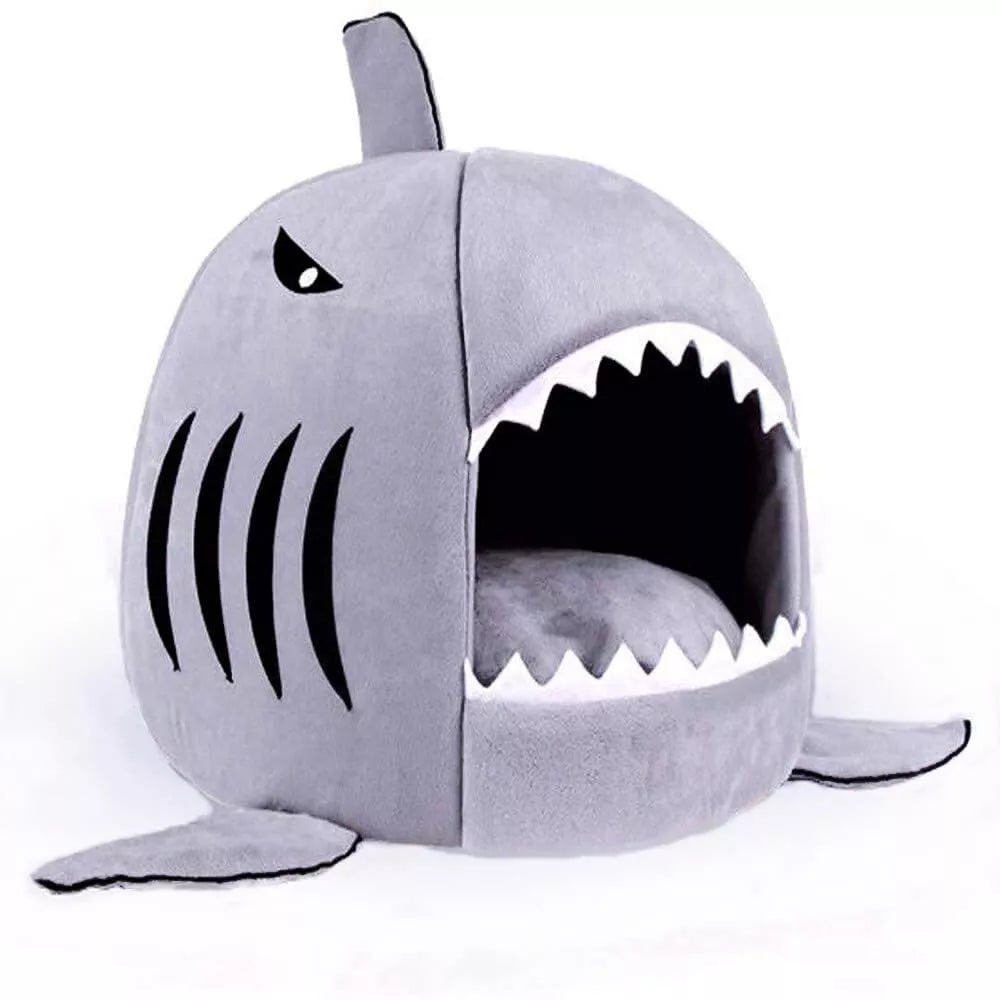 Shark-Shaped House Pet Bed with Cushion and Warm Kennels for Small Cat and Do...