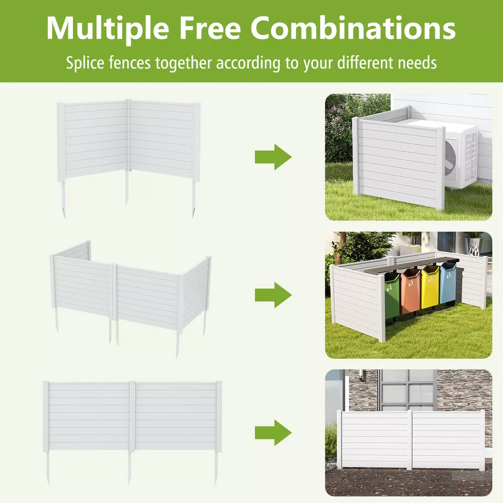 48"L x 48"H Air Conditioner Fence Screen Panel Kit w/ 3 Ground Stakes White