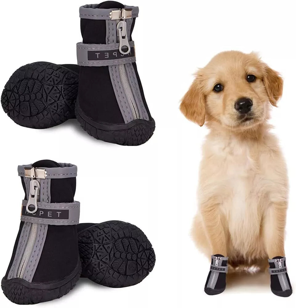 Winter Dog Boots - MEDIUM 1.5 x 1.7" - Set of 4 - Waterproof Refl. - HC Pets NWT