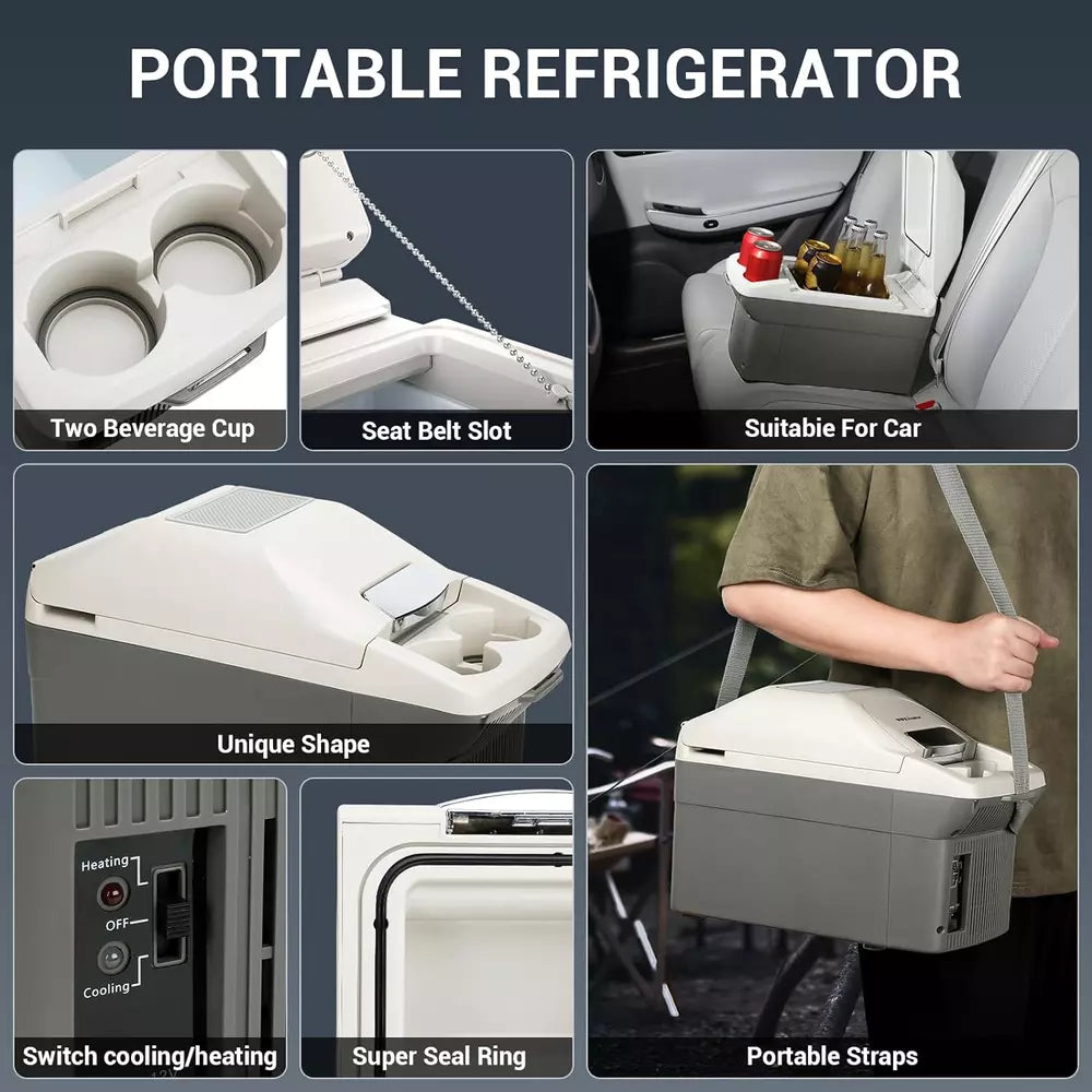 12V Car Refrigerator Cooler/Warmer 8 Quart (9L) 40℉~140℉,12 Volt DC &110V AC, El
