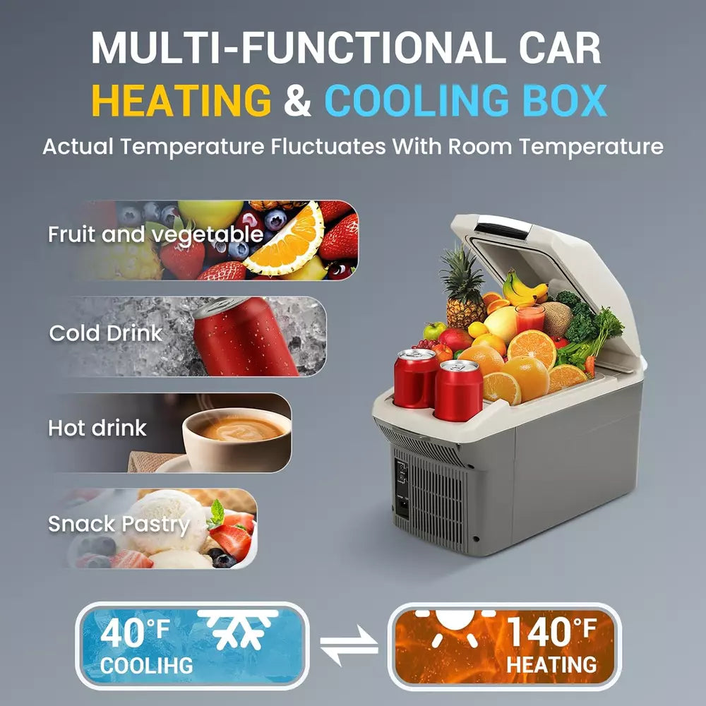 12V Car Refrigerator Cooler/Warmer 8 Quart (9L) 40℉~140℉,12 Volt DC &110V AC, El