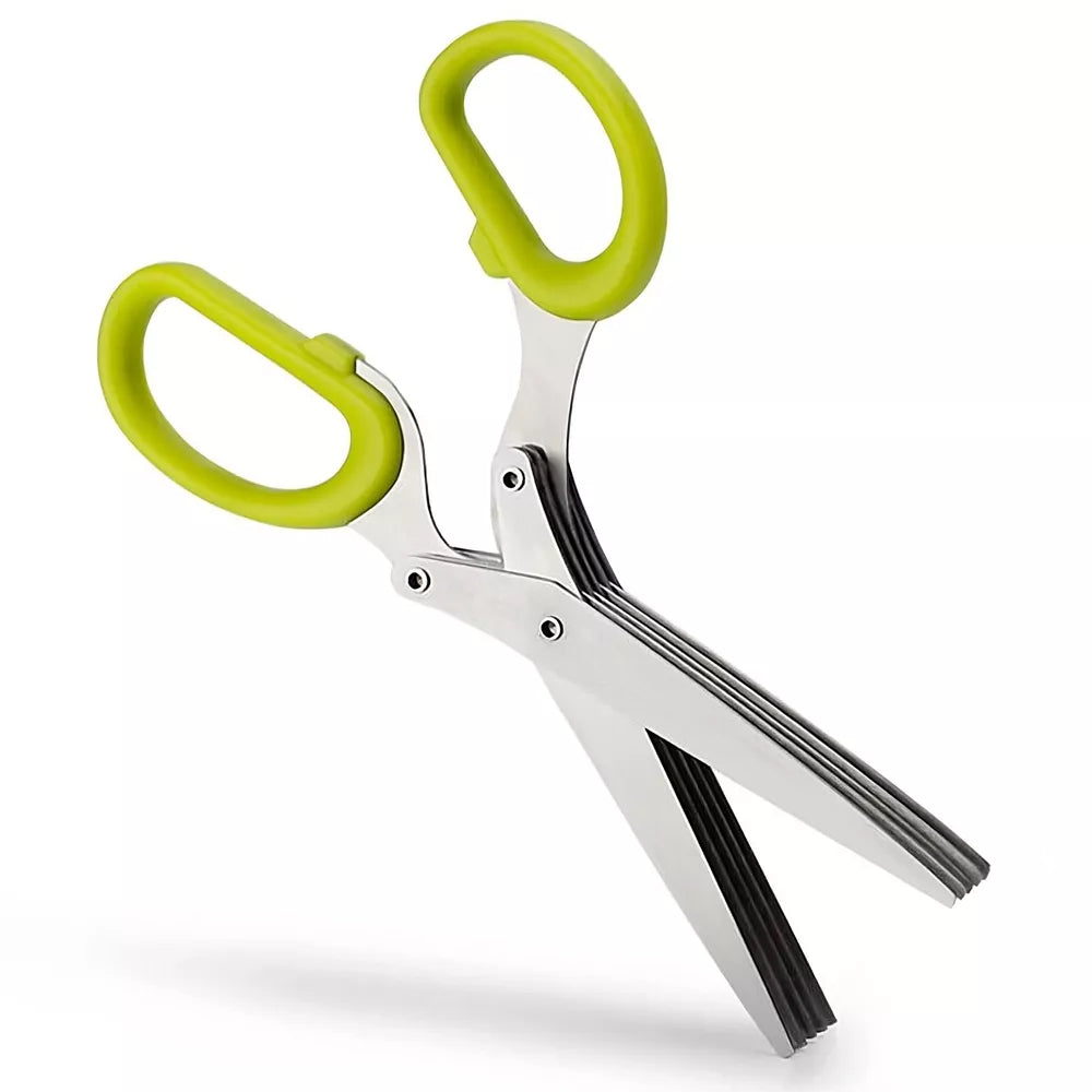 Stainless Steel Vegetable Scissors 5 Blades Scallion Scissors Herb Onion Cutter