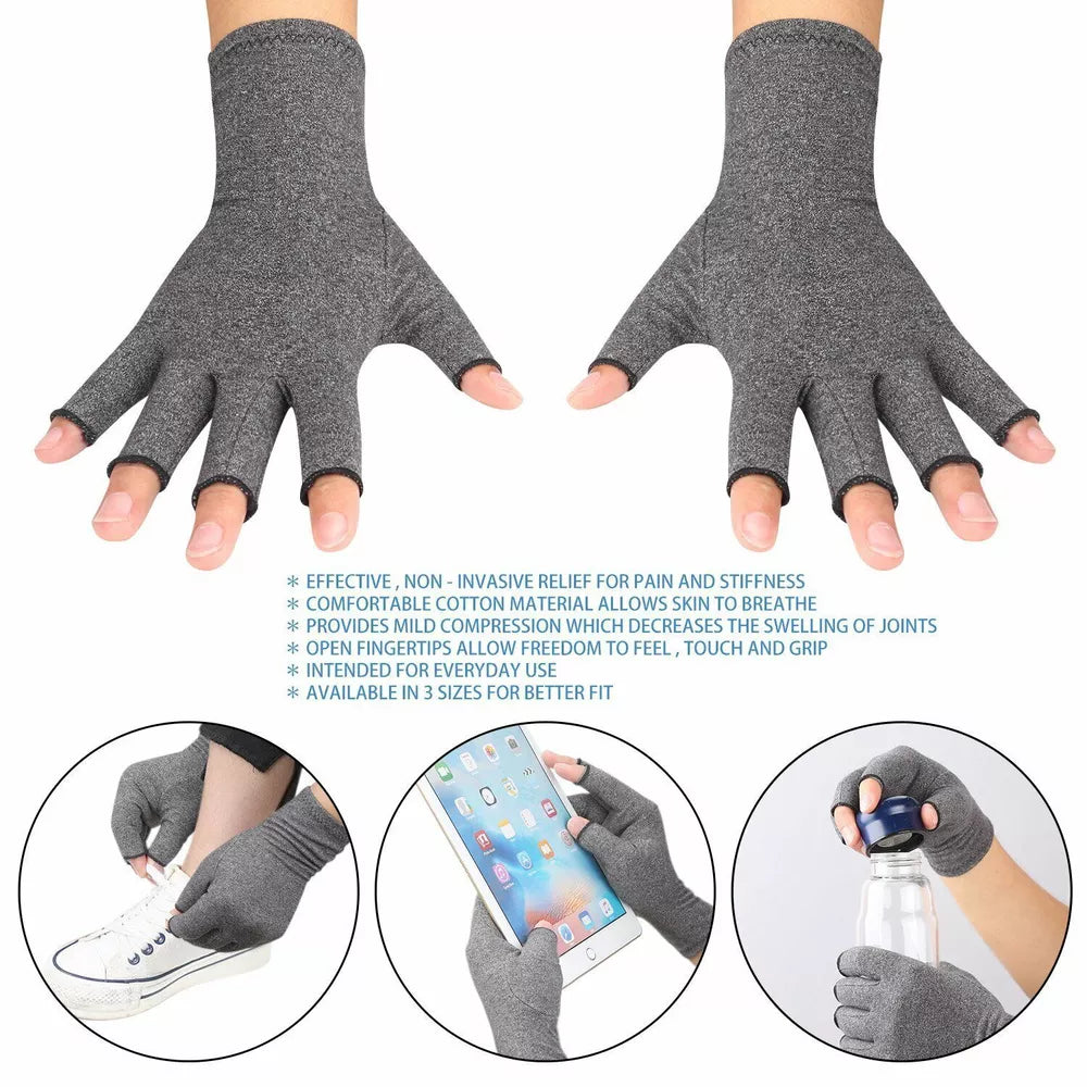 Copper Compression Gloves Arthritis Carpal Tunnel Warm Hand Support Pain Relief